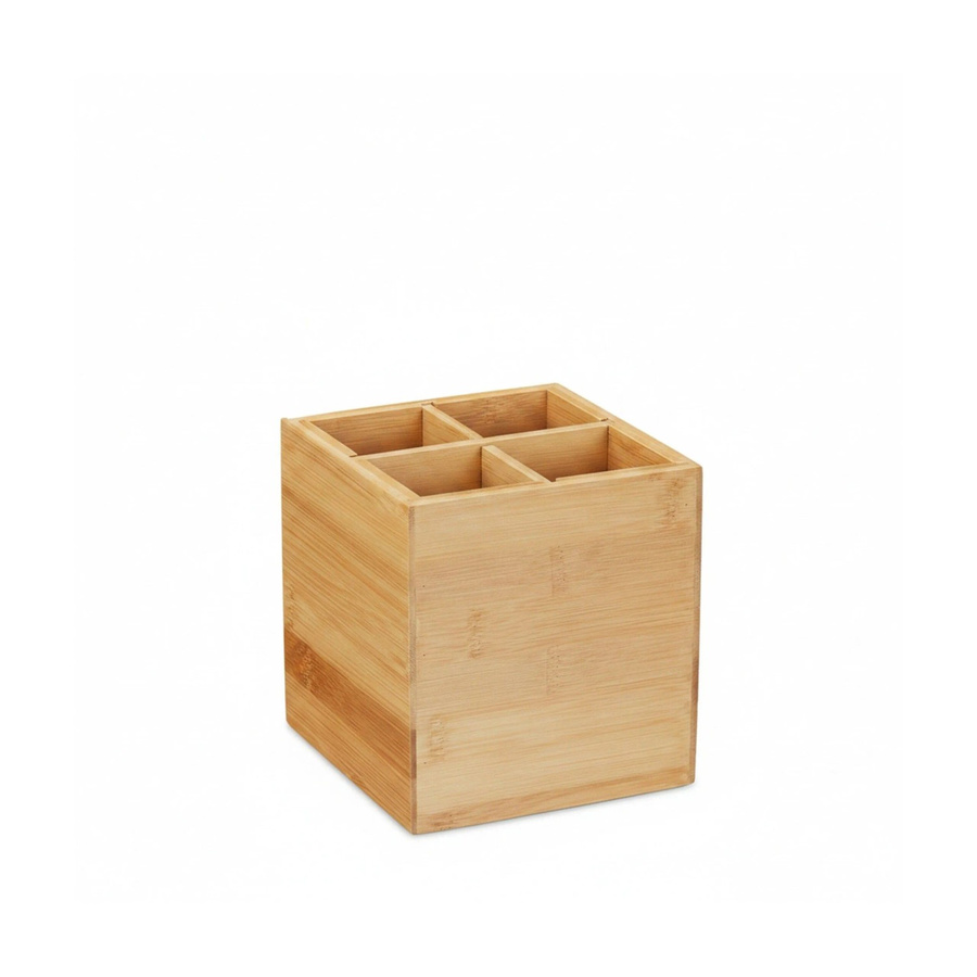Relaxdays Besteckständer aus Bambus in Natur mit 4 herausnehmbaren Fächern, B/T/H: 14,5 x 13,5 x 13,5 cm - Bild 2