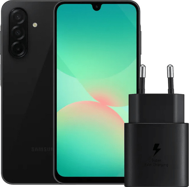 Samsung Galaxy A26 5G Smartphone 128GB Schwarz inklusive Samsung 25 Watt Ladegerät Schwarz - Bild 1