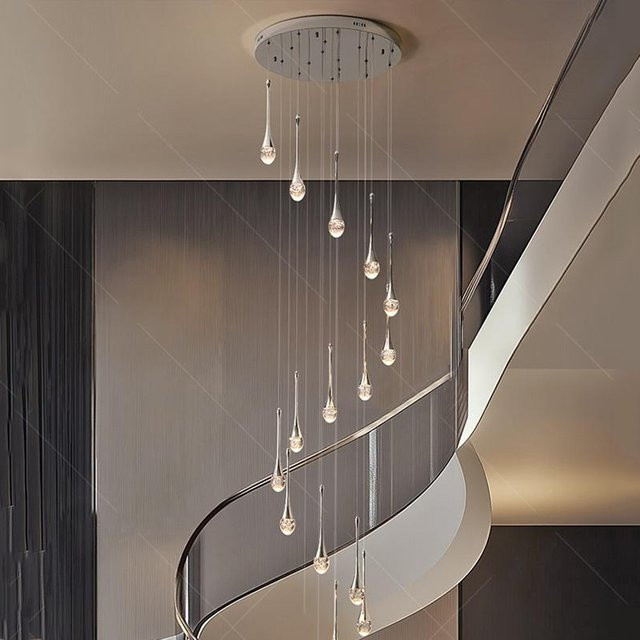 Savenmade Moderne Kristall-Pendelleuchte als Kronleuchter für Wohnzimmer und Treppenhaus in Gold oder Schwarz - Bild 1