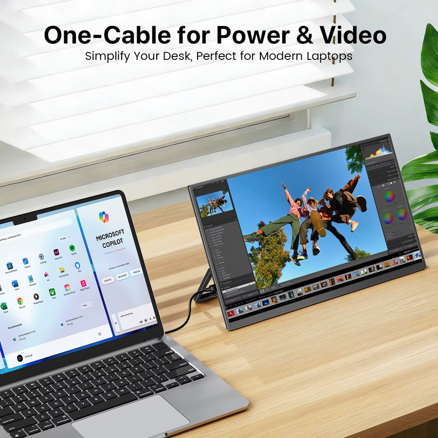 UPERFECT 15,6 Zoll tragbarer Monitor mit 10-Punkt-Touchscreen, Full HD 1080P, 60 Hz, HDMI und USB C, Schwarz - Bild 4
