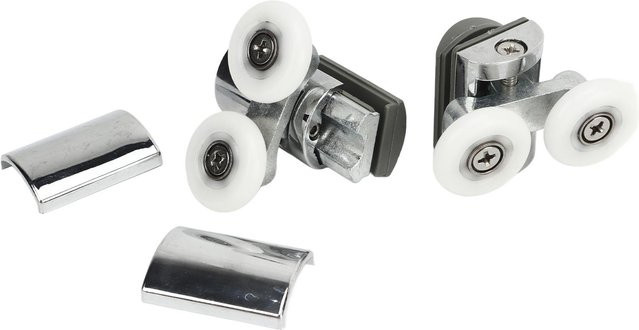 mfySpace Schiebetürscheiben Rollenset für Glastüren aus Stahl in Silber, 23 mm - Bild 1