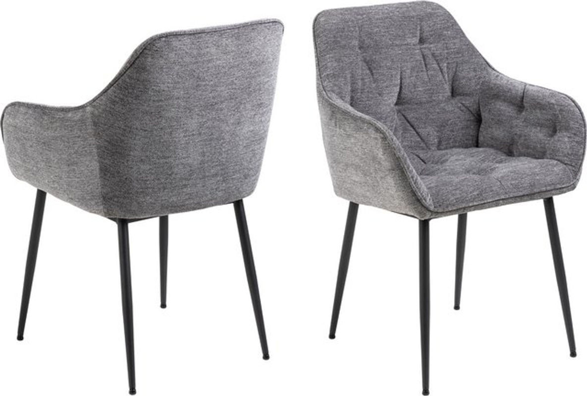 EBUY24 Esszimmerstuhl Brooke mit Armlehnen in Grau aus Stoff und Metall - Bild 1