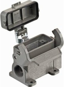 Harting Sockelgehäuse mit Rundleitung in Grau aus Aluminium 19200100295 - Bild 1