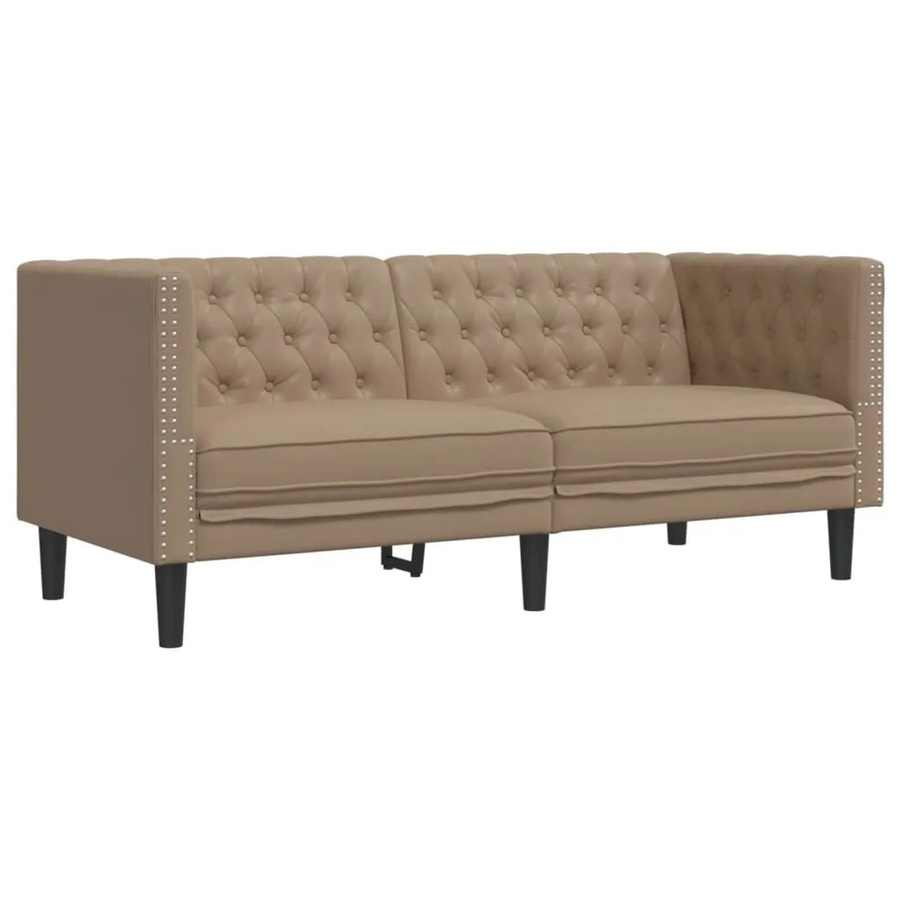 vidaXL Chesterfield-Sofa 2-Sitzer in Cappuccino aus Kunstleder mit Polsterung, B/T/H: 174,0 x 74,5 x 70,5 cm - Bild 2