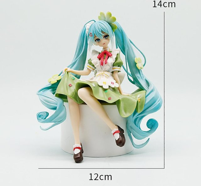 Wucifang Jewelry Hatsune Miku Kleeblatt Sitzende PVC Figur, beige, ab 14 Jahren - Bild 1