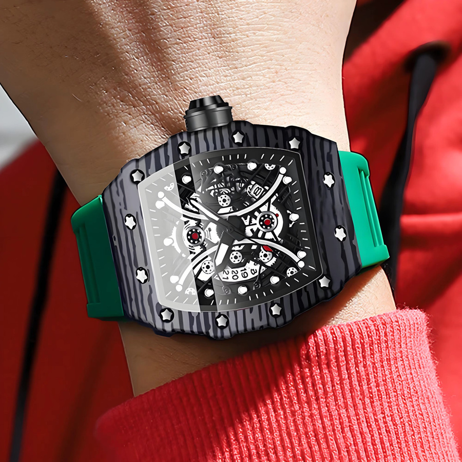 BINBOND Armbanduhr Quarz, Silikon, Schwarz, Herren - Bild 4