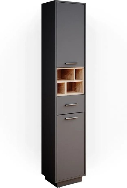 Vicco Badschrank Beatrice Hochschrank in Anthrazit, B/T/H: 38 x 30,52 x 190 cm - Bild 1