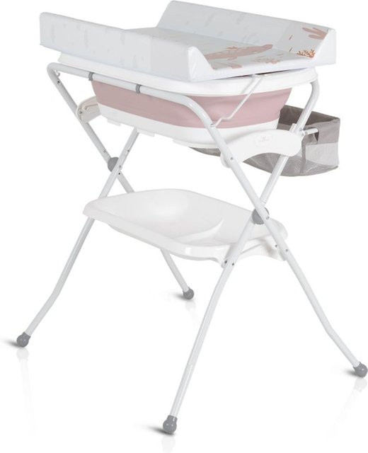 Cangaroo 2 in 1 Babywanne und Wickeltisch Como faltbar mit Wickelauflage und Zubehörfach in Pink/Weiß - Bild 1