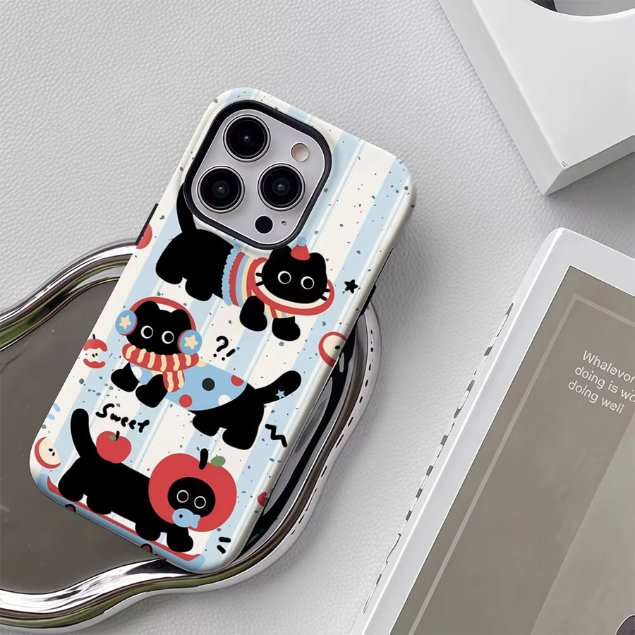 Potdemiel Handyhülle mit schwarzem Katzenmotiv für iPhone 17 16 15 14 13 Pro Max Plus, magnetisch und robust in Schwarz und Multicolour - Bild 4