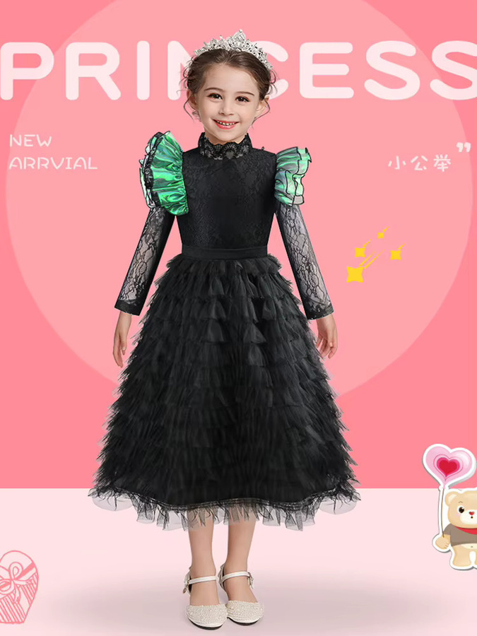 keaiyouhuo Hexenkostüm Prinzessin, Kleid mit Umhang, Schwarz - Bild 4
