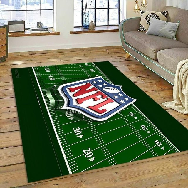 NFL All Team Helme Kollektion Teppich von LOLO IU, Dunkelblau, B: 120 cm, T: 160 cm, Rutschfeste Rechteckige Fußmatte für Sportfans - Bild 1
