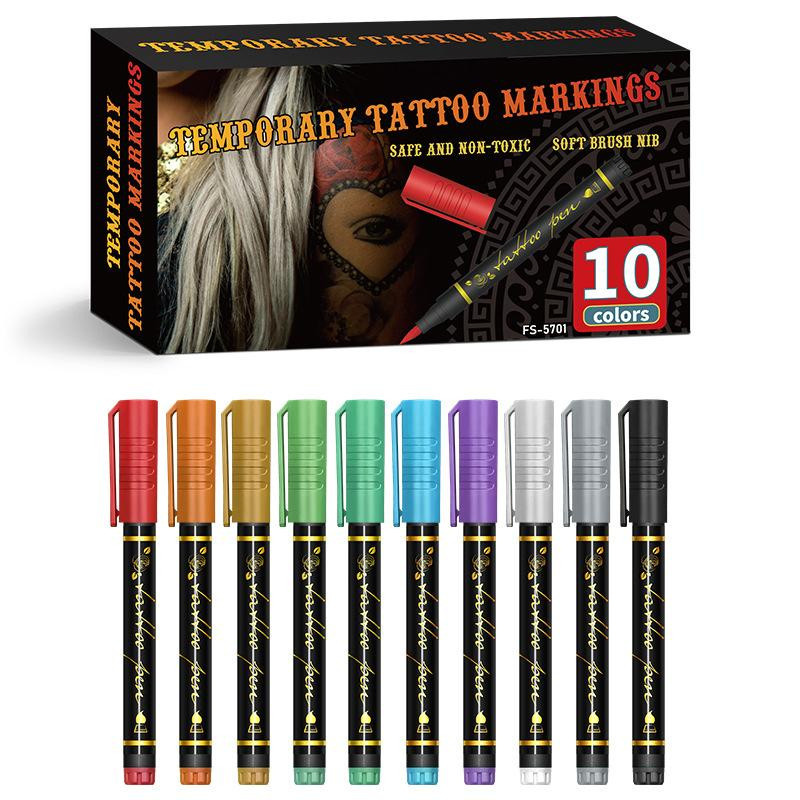 Temporärer Tattoo-Stift, 10 Farben, Set - Bild 3