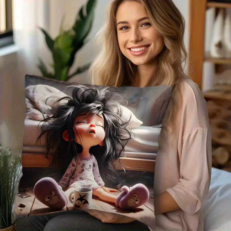 VIKAMA Kissenbezug mit Cartoon-Charakter, doppelseitig bedruckt, mehrfarbig, B/H: 30 x 30 cm - Bild 1
