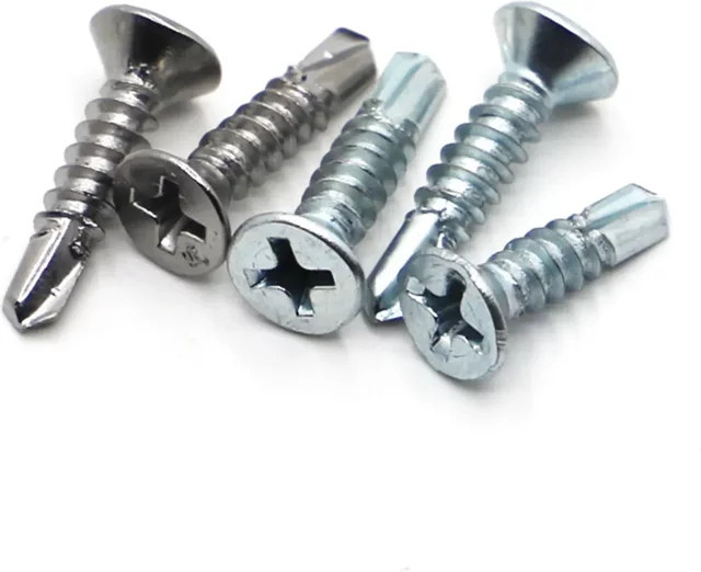 SZYANGYI Kreuzschlitz-Blechschraube mit flachem Kopf aus Edelstahl und verzinktem Stahl, Farbe: Silber, Durchmesser: 5,5 mm, Länge: 10,0 mm - Bild 1