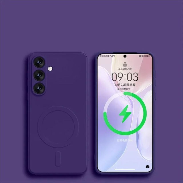 Magnetische MagSafe kompatible Flüssigsilikonhülle für Samsung Galaxy S26 S25 S24 Ultra S23 S22 S21 A55 A35 A15 A05 in Purple - Bild 1