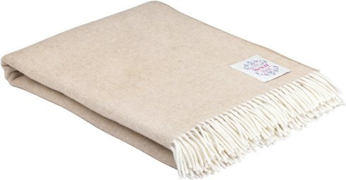 McNutt Merinowolle Decke in Braun/Beige mit Fransen - Bild 1