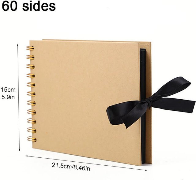 ZK20 Scrapbook Fotoalbum DIY Bastelalbum aus Kraftpapier mit 80 Seiten in Schwarz und Beige - Bild 1