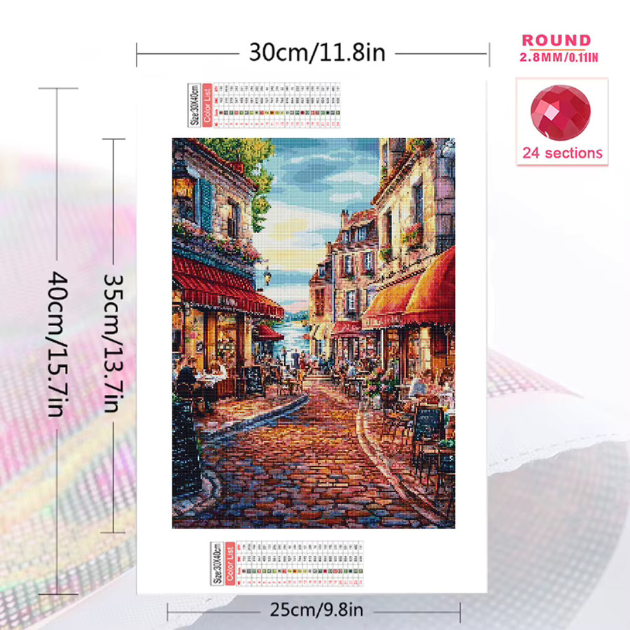 EverShine Diamant-Stickerei Straßenlandschaft als Mosaik-Bild mit Strass-Steinen in Mehrfarbig, B/H: 30 x 30 cm - Bild 2