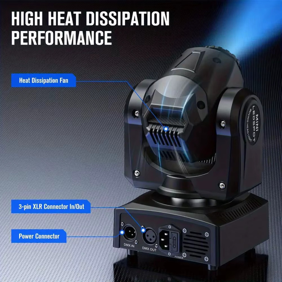 CHEGIT Mini Moving Head GOBO-Licht mit 150W RGB-LED-Ring, DMX512, Tonaktiviert, 540 Grad Pan und 270 Grad Neigung, LED-Musterscheinwerfer in Schwarz - Bild 3