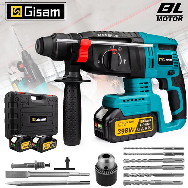 Gisam bürstenloser elektrischer Bohrhammer 26 mm, kabelloses multifunktionales Elektrowerkzeug für Makita 18 V Akku - Bild 1