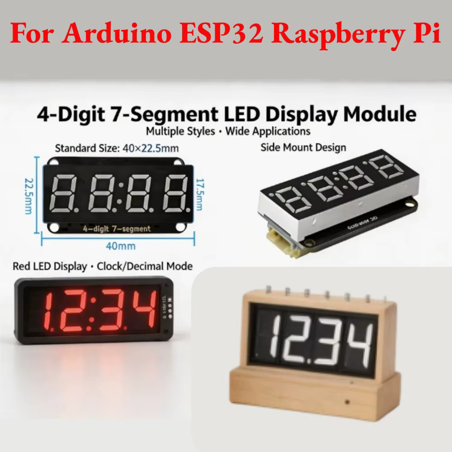 NullLab I2C 4-stelliges 7-Segment-LED-Anzeigemodul mit Dezimalanzeige und Uhrfunktion, kompatibel mit HT16K33 - Bild 5