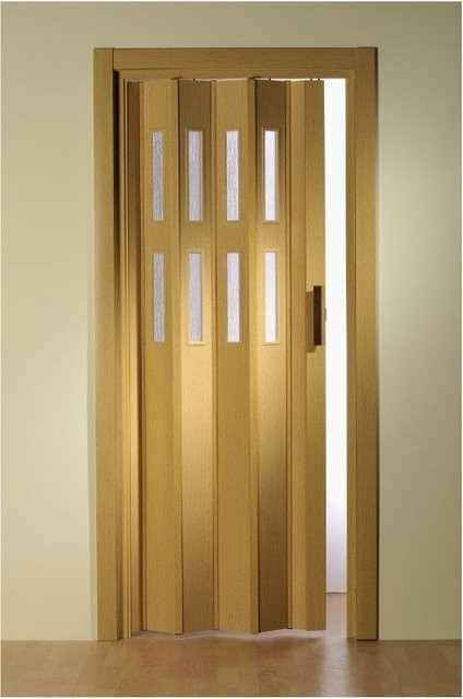 Forte Premium Kunststoff Falttür Luciana in Braun Eiche Hell mit 2 Fenstern, B: 88,5 cm, H: 202 cm - Bild 1