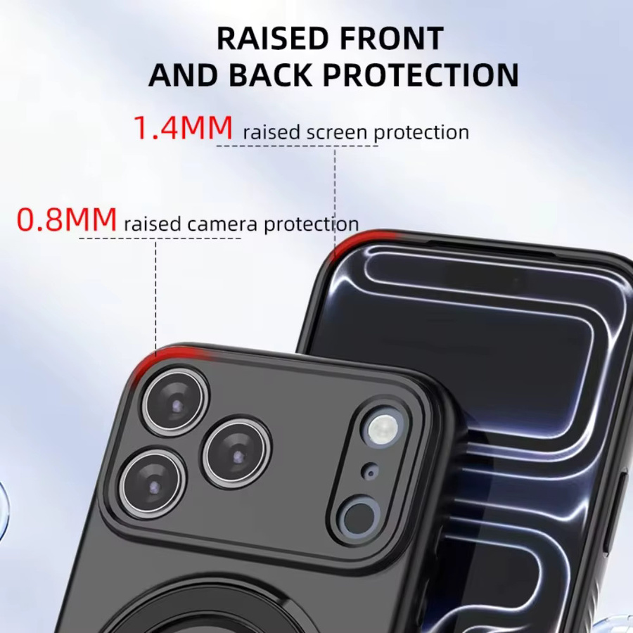 Magnetische TPU-Handyhülle mit 360 Grad drehbarem Ständer und Ringhalter für iPhone 16 Pro Max und iPhone 16 Plus in Schwarz - Bild 3