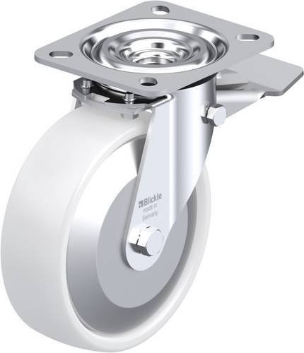 Blickle Lenkrolle L-PPN 125G-ST-FA mit Feststeller in Weiß, Rad-Durchmesser: 12 cm, Tragfähigkeit: 200 kg - Bild 1