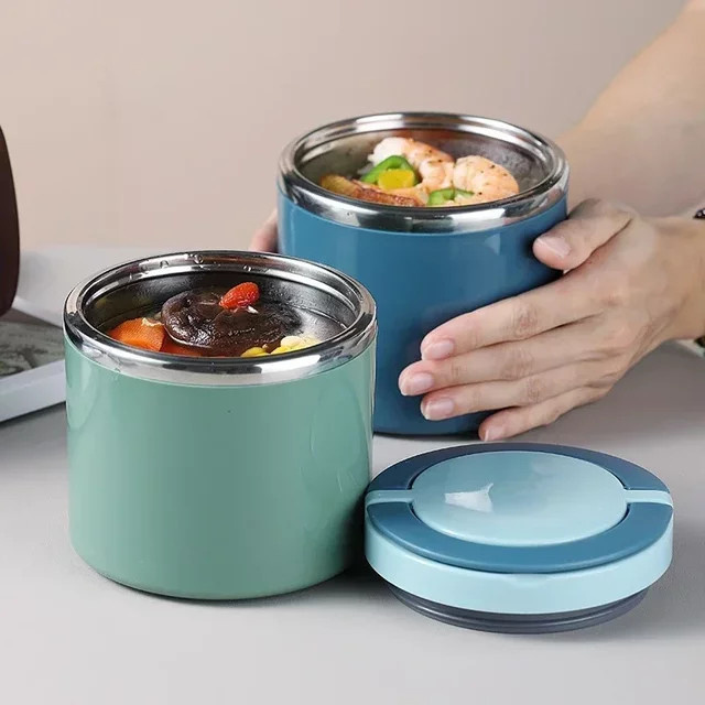 Isolierter Thermosbehälter aus Edelstahl in Blau mit 630 ml und 1000 ml Fassungsvermögen für Suppen und Lebensmittel - Bild 1