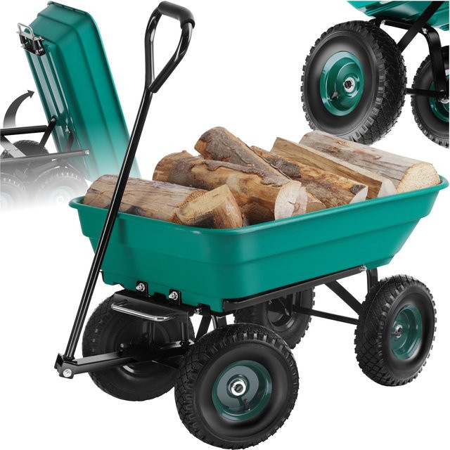 tectake Gartenwagen Cubbi mit Kippfunktion und Luftreifen in Grün, B/T/H: 100 x 47,5 x 46 cm - Bild 1