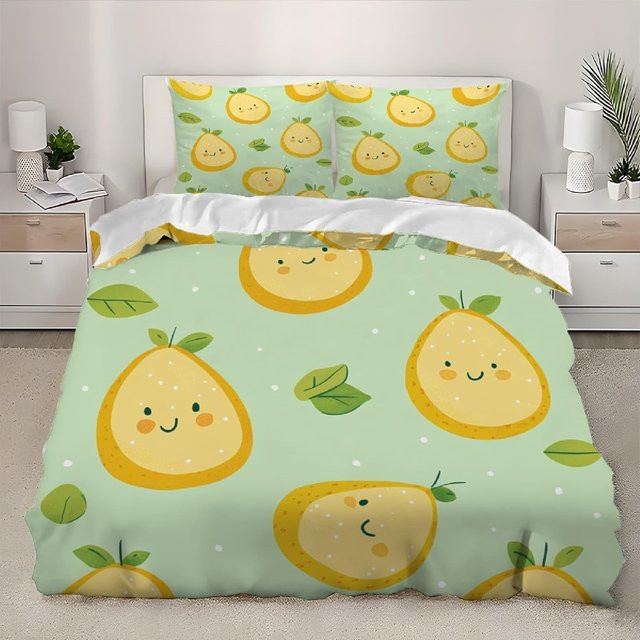Avocado Bettwäsche-Set von JMG Household Supplies aus weicher Mikrofaser mit 3D-Muster in Grün, bestehend aus Bettdeckenbezug und Kissenbezug mit Reißverschluss, B/T/H: 200 x 230 cm, Kissenbezug: 50 x 70 cm - Bild 1