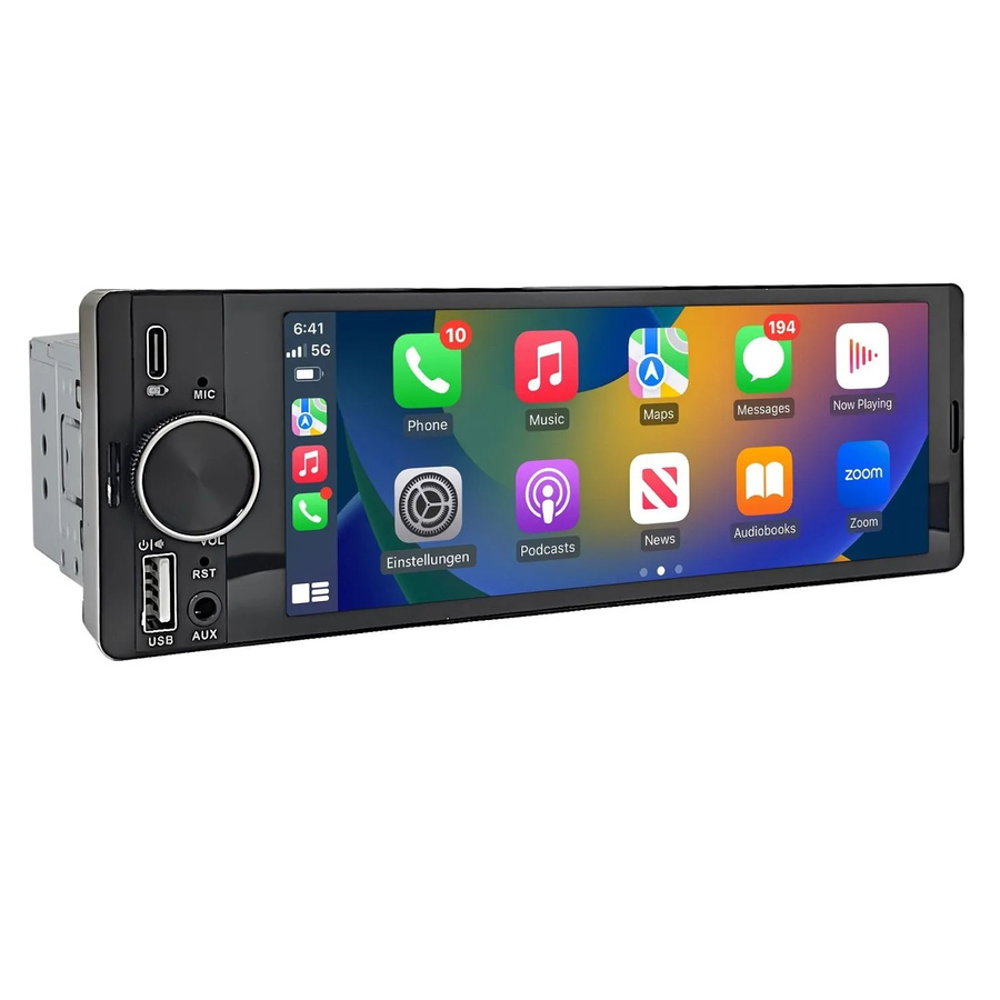 Junsung 1 Din Autoradio mit 6 Zoll HD IPS Touchscreen, Wireless Carplay, Android Auto, Bluetooth 5 und Mirror Link in Schwarz - Bild 2