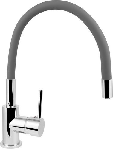 WELLWATER Einhebelmischer in Chrom und Grau mit 360 Grad schwenkbarem Auslauf und wassersparender Funktion für Küche und Bad - Bild 1