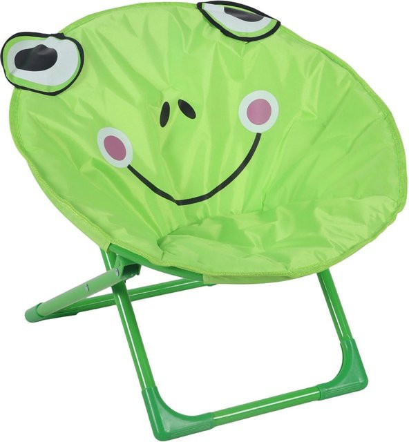 Relaxdays Moonchair für Kinder mit Frosch-Design, faltbar aus UV-beständigem Polyester, B/T/H: 47 x 50 x 48 cm - Bild 1