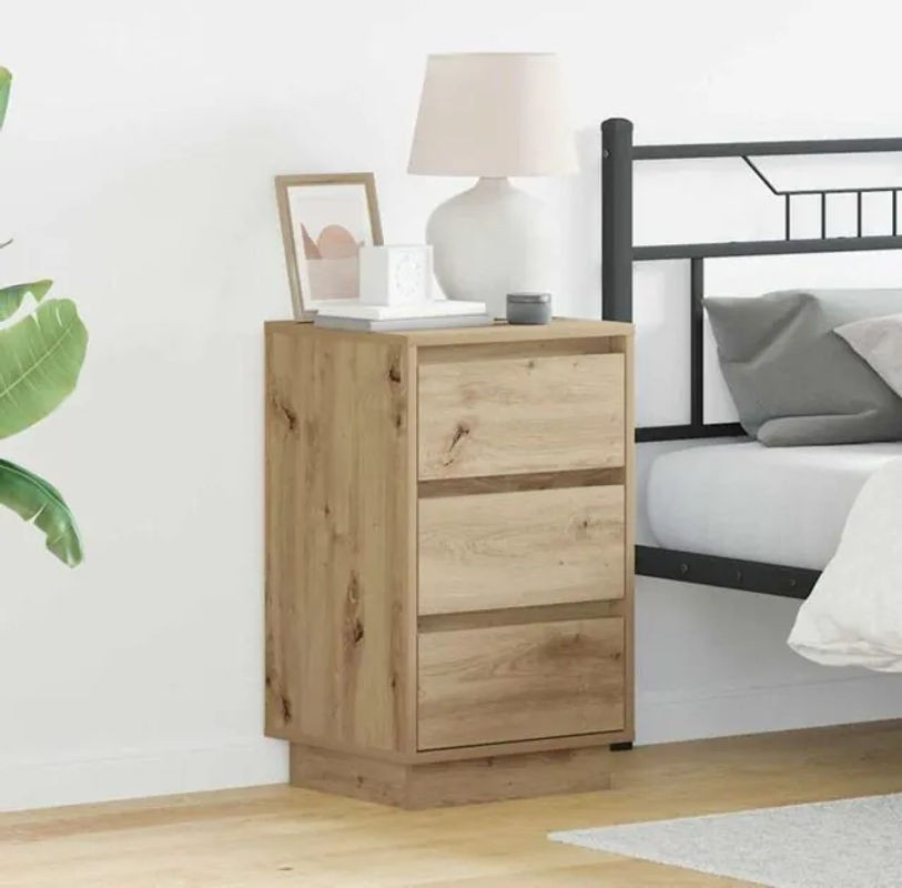 Vidaxl Nachttisch Eiche Natur in modernem Design aus Holzwerkstoff, B/T/H: 39 x 34,5 x 65 cm - Bild 1