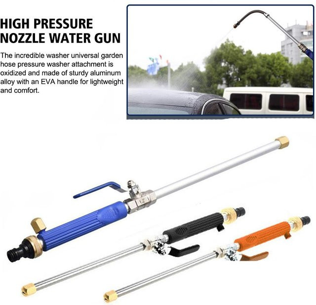 Multifunktionale Hochdruck-Wasserpistole in Schwarz mit Messingdüse und Kugelventil zur Fahrzeugreinigung und Gartenpflege - Bild 1