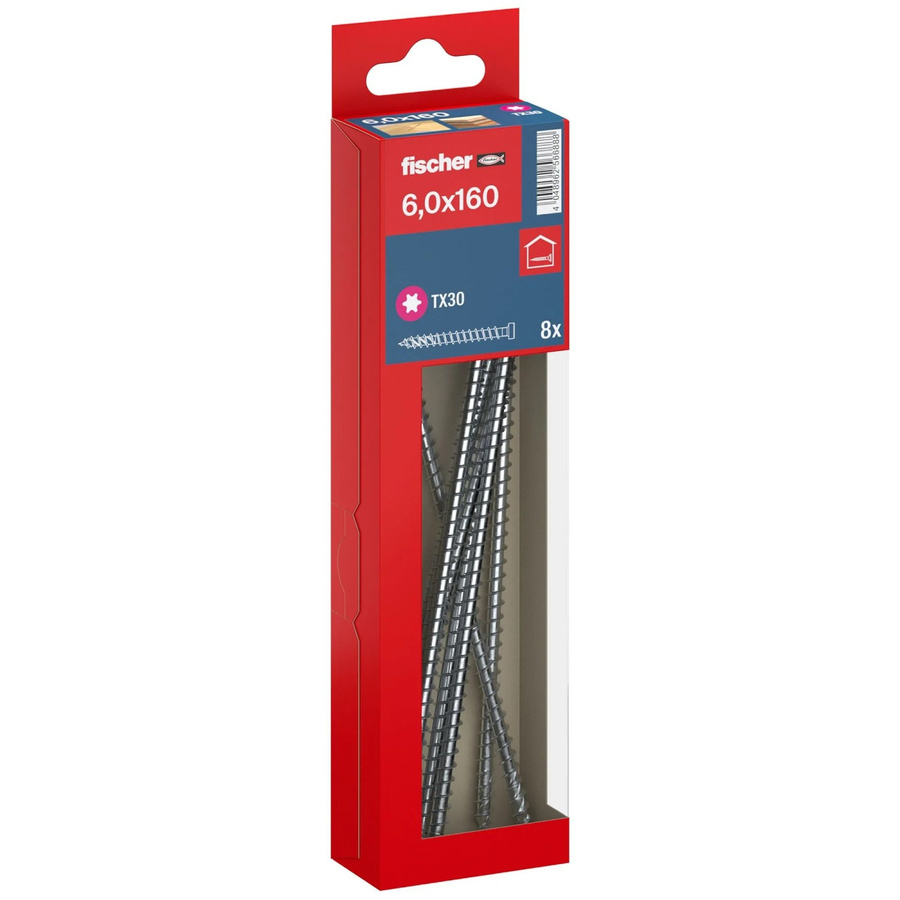 Fischer Holzbauschraube Zylinderkopf TX Vollgewinde Silber Durchmesser: 6 mm, Länge: 160 mm, 8 Stück - Bild 2