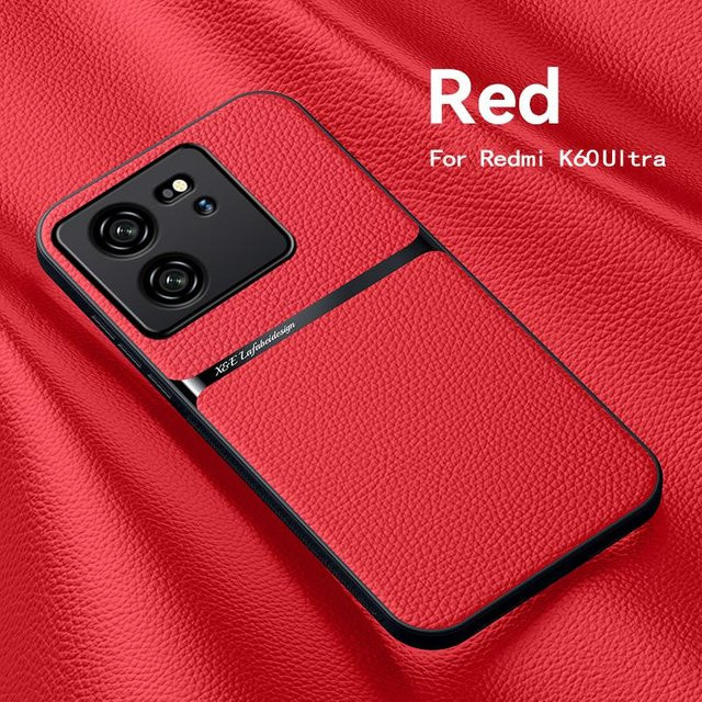 Magnetische Leder Handyhülle für Xiaomi 13T Pro, Xiaomi 13T und Redmi K60 Ultra in Rot, stoßfeste Schutzhülle - Bild 1