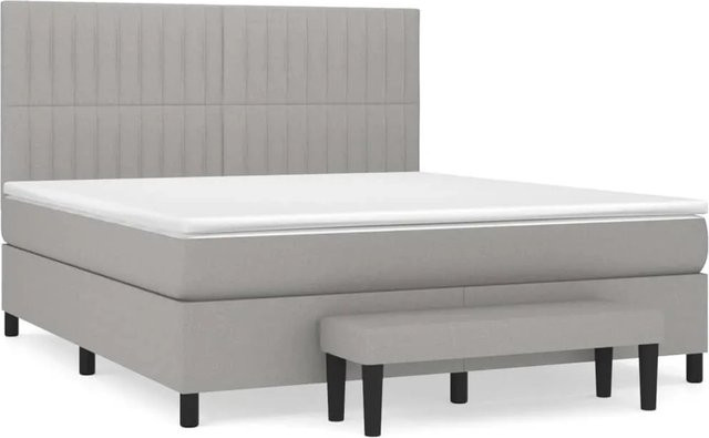 vidaXL Boxspringbett mit Matratze Hybrid-Design in Hellgrau und Weiß, B/T/H: 160 x 200 x 30 cm - Bild 1