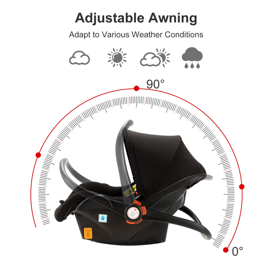 Magic ZC 3-in-1 Kombikinderwagen mit Autositz in Schwarz, faltbares Reisesystem für Neugeborene mit hoher Liegeposition und reversibler Nutzung - Bild 2