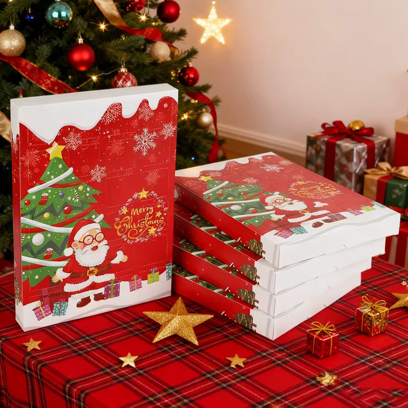 ZQNYCY Adventskalender mit 24 leeren Boxen zum Befüllen, rot und mehrfarbig, DIY Geschenkbox für Kinder und Neujahr - Bild 3