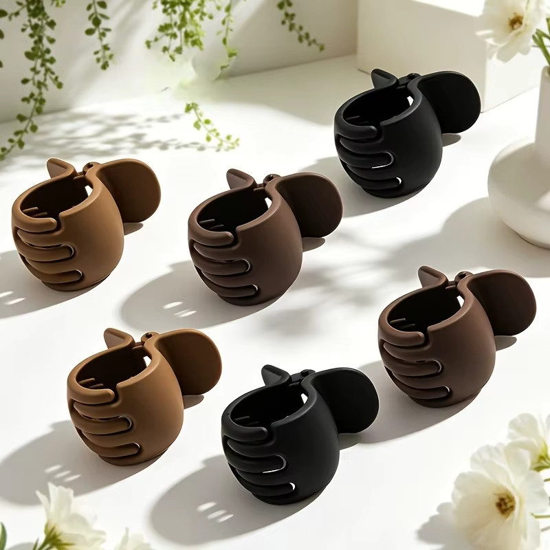 5 Stück Haarspangen, Milchkaffee-Optik, rund, hohl - Bild 4