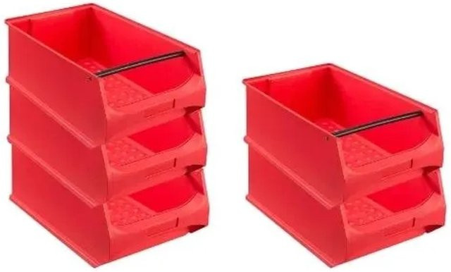 PROREGAL SparSet 5x Rote Sichtlagerbox 5,1 mit Griffstange, H x B x T: 20 x 30 x 50 cm - Bild 1