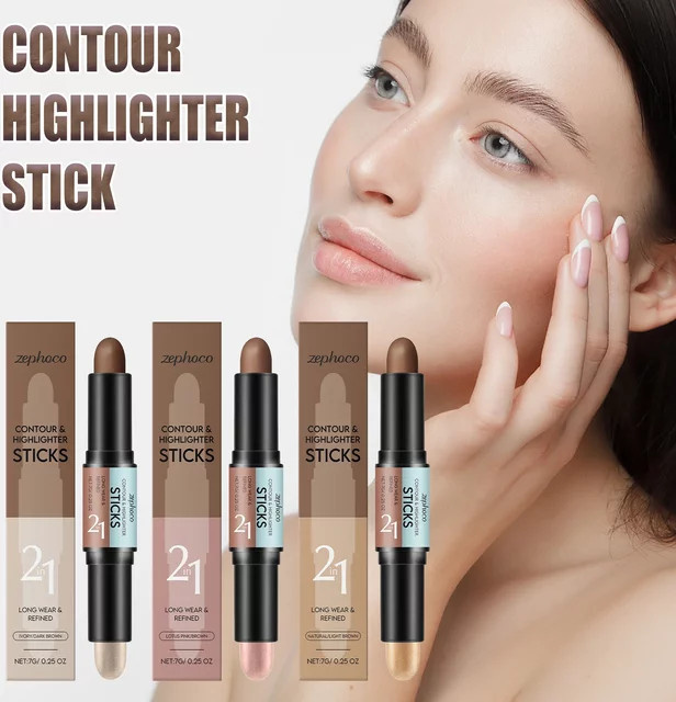 zephoco Contour Stick Dual Ended Highlighter, Öl, Natürliches Finish - Bild 1