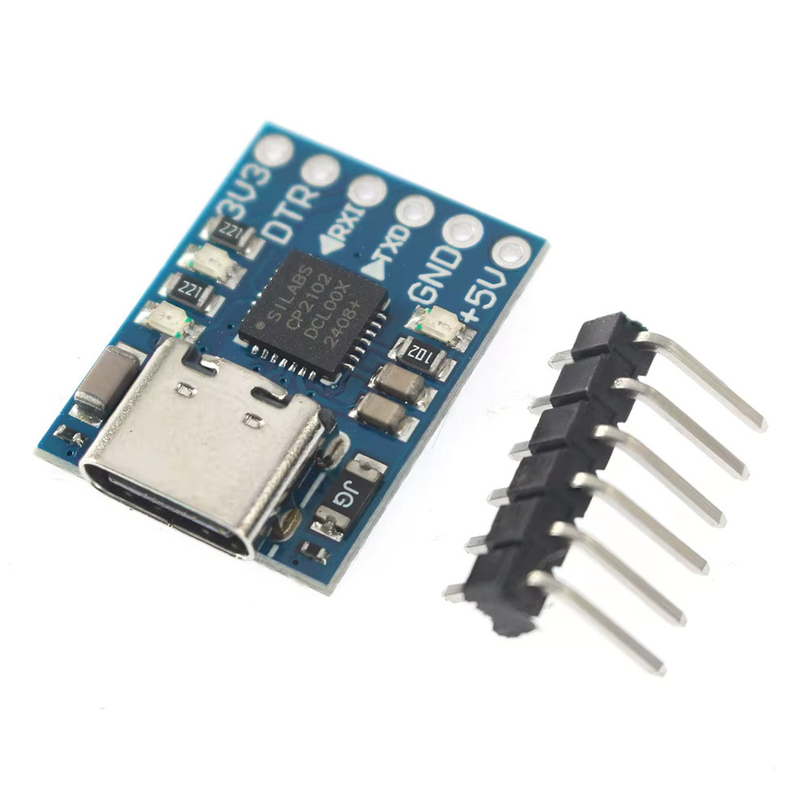 YTDMEN CP2102 USB-C und Micro-USB zu UART TTL Modul 6Pin Serieller Konverter in Blau - Bild 1