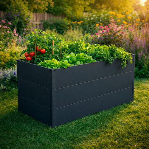 KGT Hochbeet UrbanGrow aus Stahl in Anthrazit-Grau, B: 149 cm, T: 74 cm, H: 78 cm - Bild 4