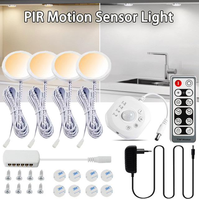 YSRSAI Runde Mini LED Deckenleuchte in Weiß mit PIR-Bewegungssensor und Dimmfunktion, Warmweiß, DC12V - Bild 1