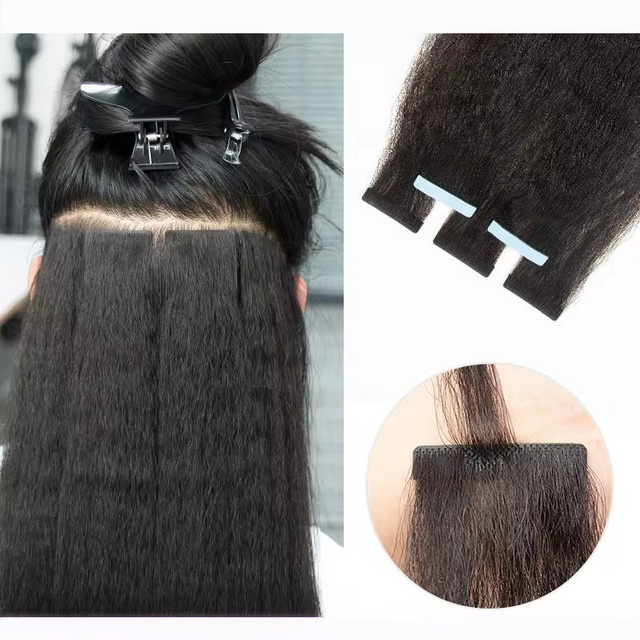 Remy Tape-In Haarverlängerungen Kinky Straight/Light Yaki Straight, Black, 20 Stück - Bild 1