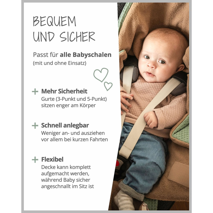 Ullenboom Einschlagdecke aus Waffelpiqué für Babys, wattiert mit 2.5 TOG, mehrfarbig mit geometrischem Muster - Bild 2