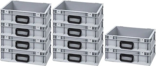PROREGAL Spar Set 10x Eurobox Nextgen Portable Uno Transportbehälter Grau H x B x T: 12 x 30 x 40 cm - Bild 1